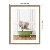Kate and Laurel Baby Elephant in Transitional Bathtub by Amy Peterson Framed Wall Art Print, 27 x 34, Woodgrain Stripe Mocha - 2 of 4
