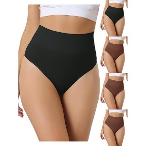 Allegra K Women's High-Waisted Invisible Stretchy Comfortable Thongs Multicolored - 1 of 4