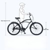 Infurnic Bicycles, 7 Speed Bicycles, Beach Cruiser Bike with Wide Wheels, Black, 69.29"*28.32"*43.2" - 3 of 4