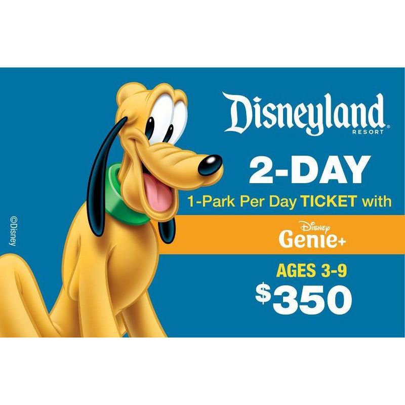 Disneyland 2 Day 1 Park per Day Ticket with Genie+ Service $350 (Ages 3-9), 1 of 2