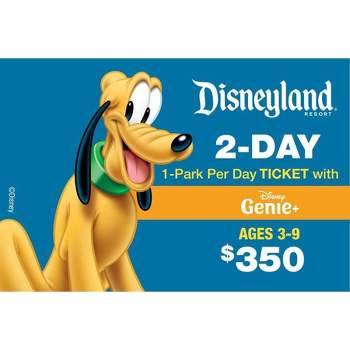 Disneyland 2 Day 1 Park per Day Ticket with Genie+ Service $350 (Ages 3-9)