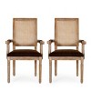 GDFStudio Zentner French Country Wood and Cane Upholstered Dining Chairs (Set of 2) - 2 of 4