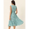INSPIRE CHIC Women's Summer Boho Beach V Neck Sleeveless Floral Flowy Tiered Midi Dress with Pockets - 4 of 4