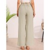 INSPIRE CHIC Women's Elastic High Waist One Button Lightwieght Wide Leg Pants with Pockets - 3 of 4