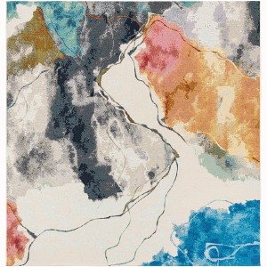 Unique Loom Outdoor Modern Watercolor Area Rug - 1 of 4