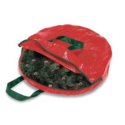 Whitmor Christmas Wreath and Garland Bag: Red Polypropylene Storage, 24" Width, Spot Clean, 1.667 Volume Capacity