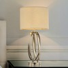 ALOADECOR 28'' Elegant Modern Polished Nickel Metal Table Lamp With Ivory Fabric Drum Shade For Entryway Living Room Dining Room - 3 of 4