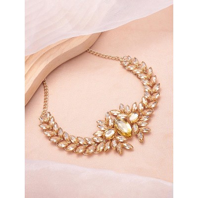 SOHI Women's Amber Yellow The Marquise Statement Necklace