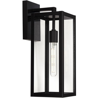 Mystic Black Rectangular Frame Outdoor Wall Light Set with Clear Glass