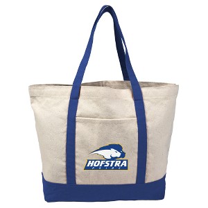 Hofstra University Primary Logo Canvas Tote Bag With External Pocket, Reusable Shoulder Bag for Shopping, School, Beach, Royal - 1 of 4