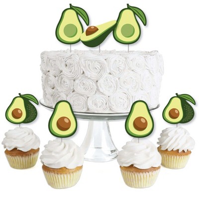 Big Dot of Happiness Hello Avocado - Dessert Cupcake Toppers - Fiesta Party Clear Treat Picks - Set of 24