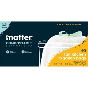 Matter Compostable Tall Kitchen Trash Bags - 13gal/40ct - 1 of 4