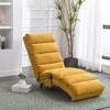 Gulches Linen Massage Chaise Lounge Ergonomic Tufted High Density Foam Side Storage Pocket Easy Assembly For Office Living Room Bedroom Yellow - 3 of 4