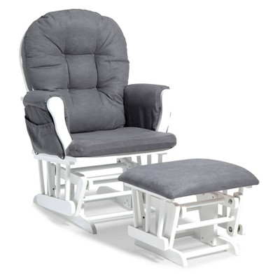 white glider with ottoman