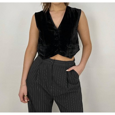 Women's Velvet Boxy Cropped Vest - Et Clet