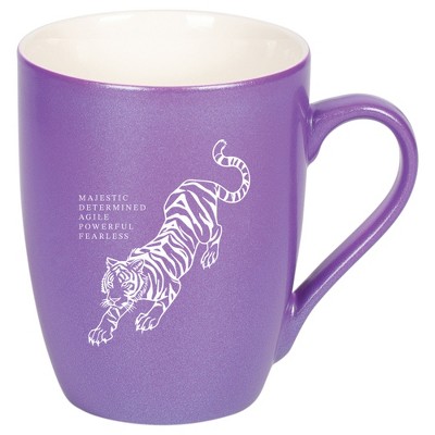Elanze Designs 10 Ounce Ceramic Decorative Laser Engraved Giftable Novelty Tea Coffee Cup Mug Passion Purple Tiger Majestic Determined Agile Powerful