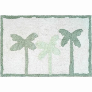 HomeRoots 32" Green And White Cotton Palm Trees Bath Rug - 1 of 4