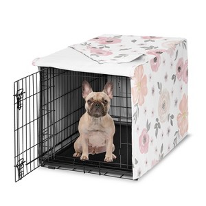 Sweet Jojo Designs Dog Crate Kennel Cover 30in. Watercolor Floral Pink and Grey - 1 of 4