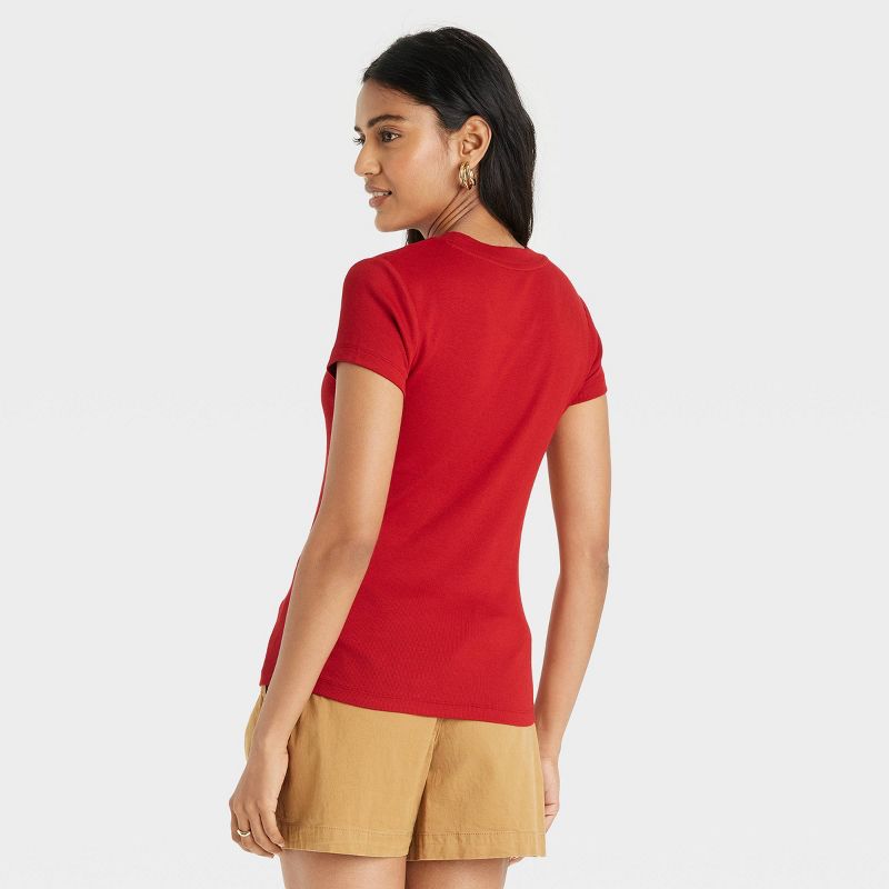  Women's Slim Fit Short Sleeve Ribbed T-Shirt - A New Day™, 2 of 10