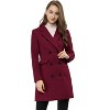 Allegra K Women's Elegant Notched Lapel Double Breasted Long Sleeve Winter Overcoat - 3 of 4
