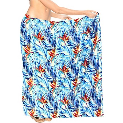 HAPPY BAY Women's Sarong Bikini Skirt Cover up Swimwear Bathing suit Summer Wraps Swimsuit Beach Wrap Coverups for Women One Size Blue, Leaf