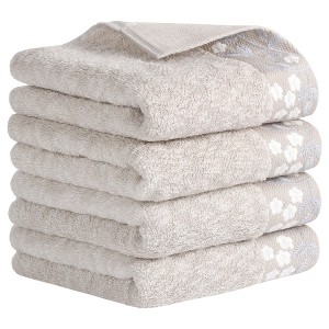 REGALWOVEN 100% Cotton Floral Embroidered Soft Absorbent Decorative Hand Towel 14 x 28 Inch - 1 of 4