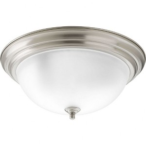 Progress Lighting, Melon Collection, 3-Light Flush Mount, Brushed Nickel, Alabaster Glass Shade - 1 of 2