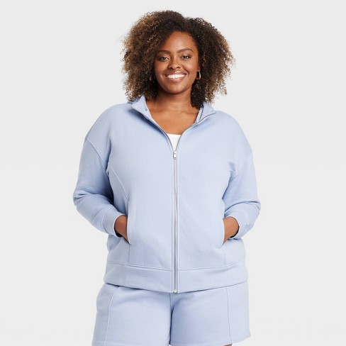 Women s Leisure Zip up Hooded Sweatshirt Ava Viv Light Blue 4x Target