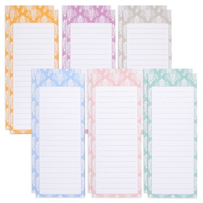 Juvale 12 Pack Colorful Magnetic Notepads for Refrigerator, To Do Pads for Grocery Shopping List, Tasks, 6 Designs, 3.5 x 9 In