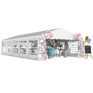 Outsunny 16.5' x 33' Large Party Tent, Heavy Duty Outdoor Canopy Tent Shelter with Removable Sidewalls, 10 Windows - 1 of 4