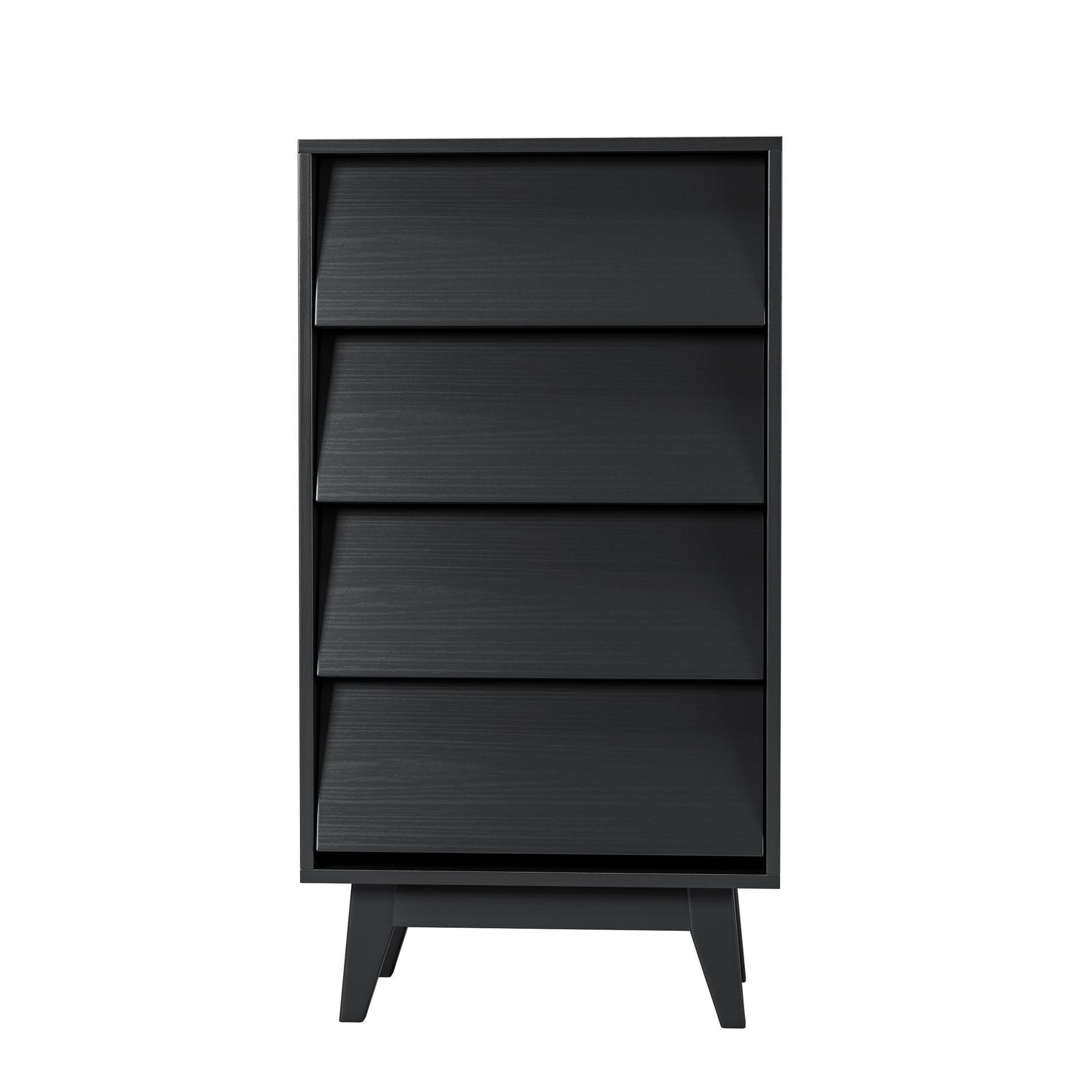 Bella Depot 4 Drawers Double Dresser Features Vintage-style and Bevel Design - Black