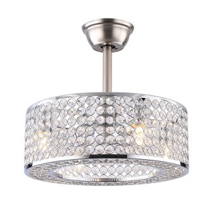 YIYIBYUS 18in Modern Chrome Ceiling Fan Adjustable Height with Crystal Shade - 1 of 4