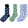 MeMoi Men's 3 Pair Pack Novelty Sports Crew Socks - 3 of 4