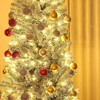 TopComfy Christmas Tree Stand 7.5ft Prelit Pencil Christmas Tree with Snow Flocked Branches, Green, 26.8"*26.8"*88.6" - 4 of 4
