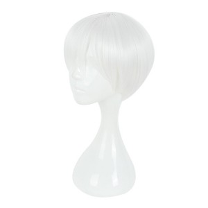 Unique Bargains Women's Halloween Wigs 12" with Wig Cap White - 1 of 4