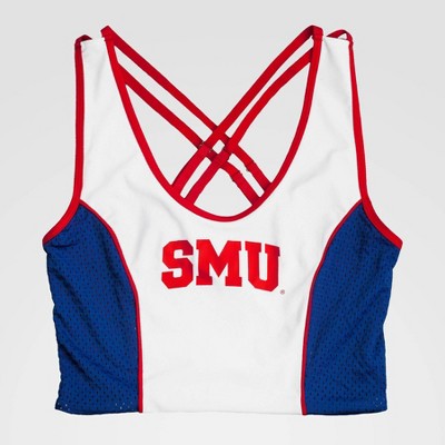 NCAA SMU Mustangs Sporty Cropped Tank Top - White L