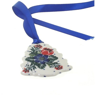 Blue Rose Polish Pottery Holiday Flower Tree Ornament : Target