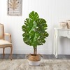 Nearly Natural 4-ft Monstera Artificial Tree in Boho Chic Handmade Cotton & Jute White Woven Planter UV Resistant (Indoor/Outdoor) - 3 of 4