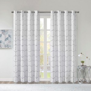 Total Blackout Metallic Print Grommet Top Curtain Panel(Only 1 Pc Panel) - 1 of 4