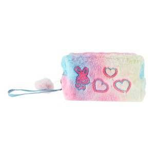 Unique Bargains Women Sequin Heart Rabbit Makeup Bag Pink Blue Yellow 1 Pc - 1 of 3