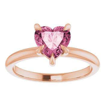 Pompeii3 7mm Pink Topaz Women's Heart Ring in 14k Gold 7mm Tall