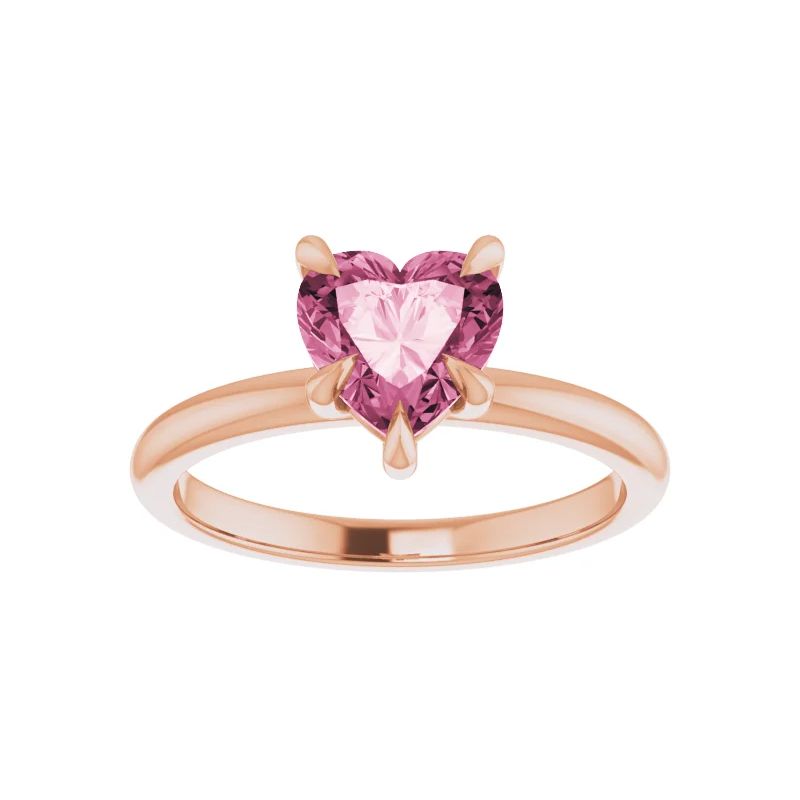 Pompeii3 7mm Pink Topaz Women's Heart Ring in 14k Gold 7mm Tall, 1 of 5
