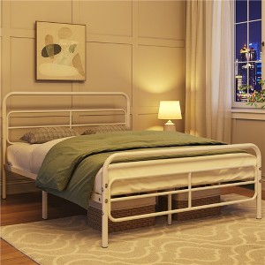 Yaheetech Modern Metal Platform Bed with Geometric Patterned Headboard - 1 of 4
