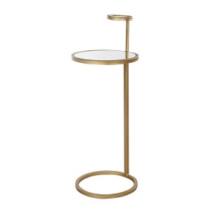 Round Chair Side Table Gold/Clear - A&B Home: Modern End Table, Non-Toxic, Metal & Glass - 1 of 4