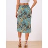 INSPIRE CHIC Women's Summer Beach Flowy Ruched Front Tropical Floral Midi Skirt - 4 of 4