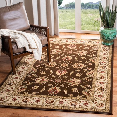 Brown and Ivory 4' x 6' Hand-Knotted Synthetic Area Rug