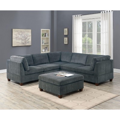 NicBex Modular Sectional 6pc Set L-Shaped Modular Sofa Bed Modern Including Couch 2x Corner Wedge 2x Armless Chairs and 2x Ottomans