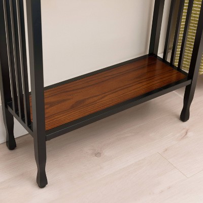 Mission Oak and Black Metal Console Table with Storage