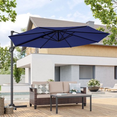 Sonkuki 10 FT Patio Cantilever Umbrella, Outdoor Round Offset Sturdy Umbrellas 360° Rotation