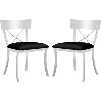 Zoey 19''H Side Chair (Set of 2) - Chrome/Black - Safavieh